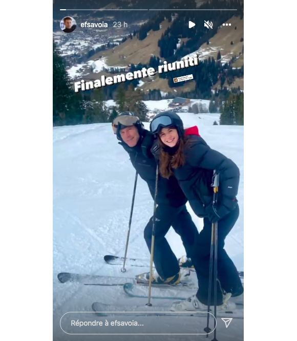 Le prince Emmanuel Philibert de Savoie et sa fille la princesse Luisa en vacances au ski, sur Instagram, le 24 février 2022.