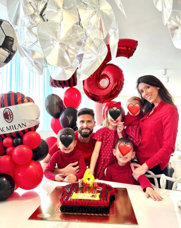 Olivier Giroud fête les 6 ans de son fils aîné Evan. Mars 2022.