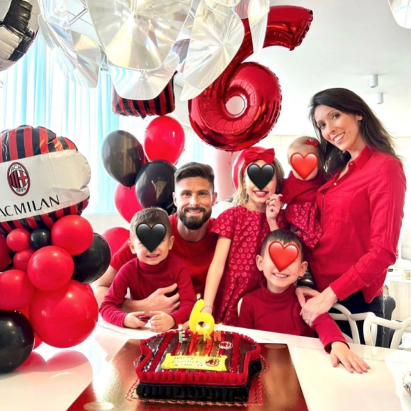 Olivier Giroud fête les 6 ans de son fils aîné Evan. Mars 2022.