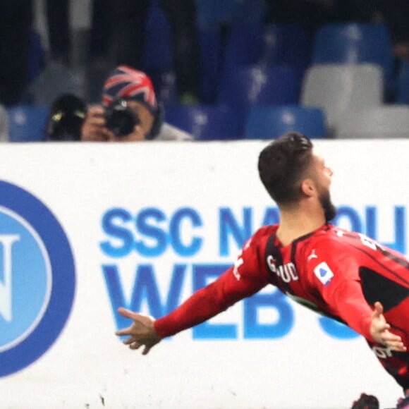 Olivier Giroud lors du match SSC Napoli - AC Milan au Stade Diego Armando Maradona. Naples, le 6 mars 2022.