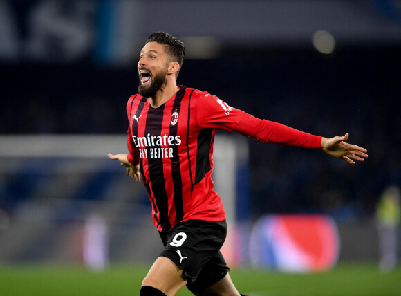 Olivier Giroud lors du match SSC Napoli - AC Milan au Stade Diego Armando Maradona. Naples, le 6 mars 2022.