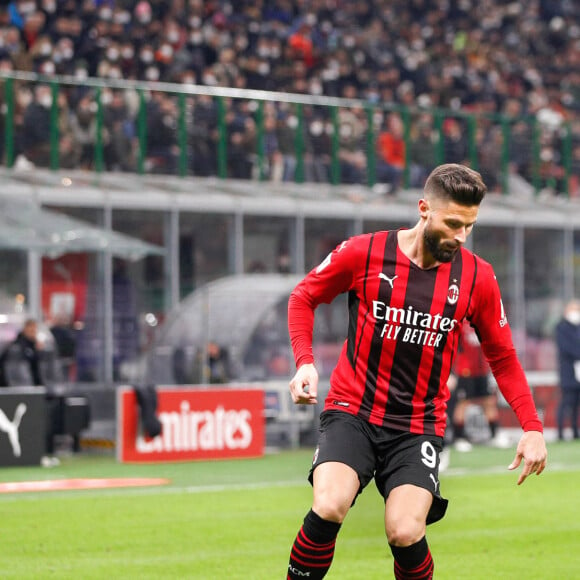 Olivier Giroud lors du match AC Milan - FC Inter Milan au stade Giuseppe Meazza. Milan, le 1er mars 2022.