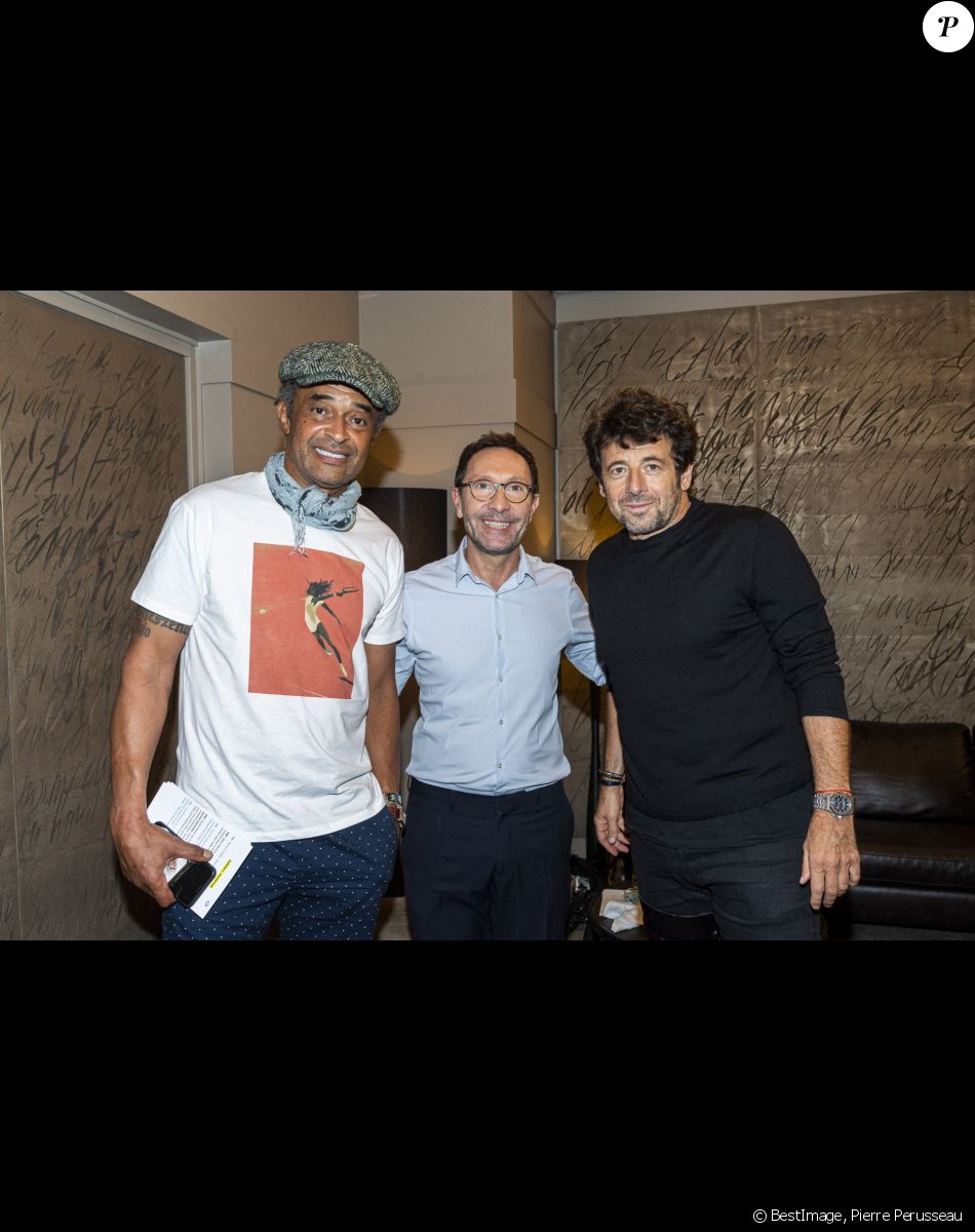 Yannick Noah, parrain de la 3ème édition du Psychodon, Didier Meillerand, fondateur du Psychodon et Patrick Bruel © Pierre Perusseau/Bestimage
