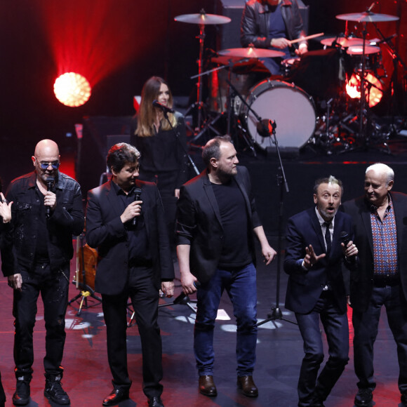 Vincent Delerm, Sandrine Kiberlain, Nolwen Leroy, Pascal Obispo, Laurent Gerra, Oldelaf, Pierre Souchon, Michel Jonasz - XVème gala pour la Fondation Recherche Alzheimer à l'Olympia à Paris le 14 mars 2022. © Photo Marc Ausset-Lacroix/Bestimage 