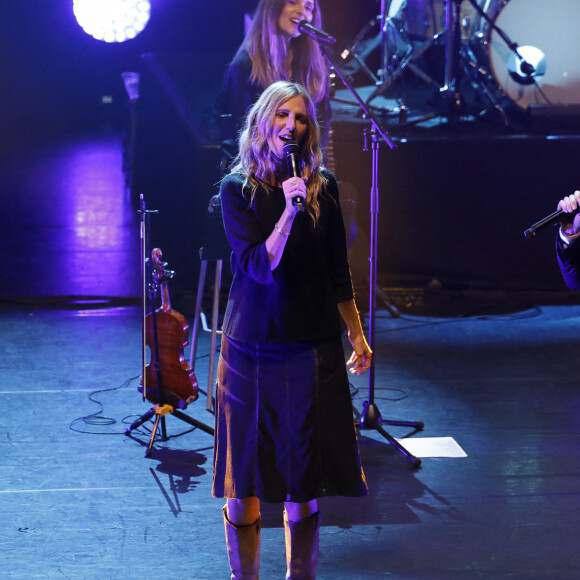 Sandrine Kimberlain, Pierre Souchon - XVème gala pour la Fondation Recherche Alzheimer à l'Olympia à Paris le 14 mars 2022.  © Photo Marc Ausset-Lacroix/Bestimage 