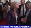 Valérie Pécresse aspergée de poudre rose après un discours devant la CPME.
