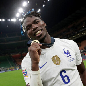 Paul Pogba - La France remporte la coupe de la Ligue des Nations en battant l'Espagne 2 buts à 1 à Milan le 10 octobre 2021. © Inside/Panoramic/Bestimage