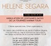 Hélène Ségara obligée plusieurs dates de concerts en raison de problèmes de santé.