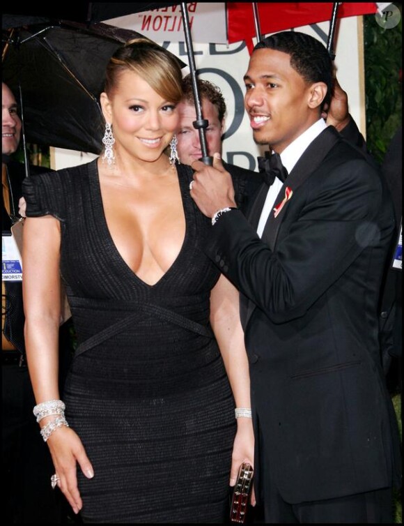 Mariah Carey et son mari Nick Cannon lors de la cérémonie des Golden Globe, le 17 janvier 2010 à Los Angeles