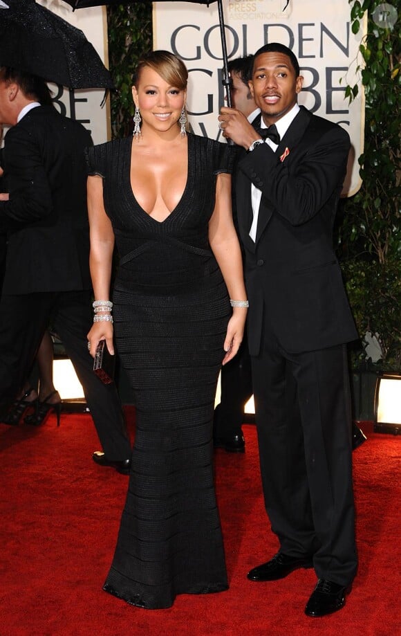 Mariah Carey et son mari Nick Cannon lors de la cérémonie des Golden Globe, 17 janvier 2010