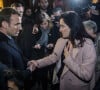 Le président Emmanuel Macron salue Stéphanie Colonna, la femme de Yvan Colonna à la sortie du musée Fesch à Ajaccio le 6 février 2018. © Christophe Petit Tesson / Pool / Bestimage 