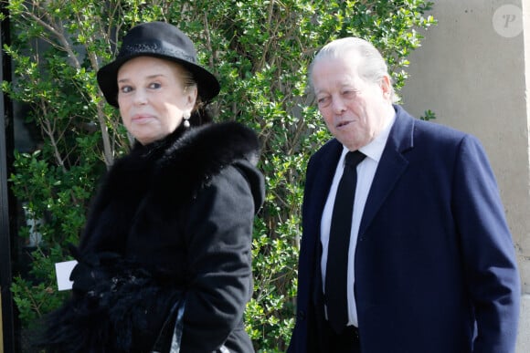 Barbara de Posch Pastor et le prince Michel d'Orléans lors des obsèques de la princesse Micaela, comtesse douairière de Paris en l'église Saint Germain de l'Auxerrois à Paris le 22 mars 2022. © Christophe Clovis / Bestimage 