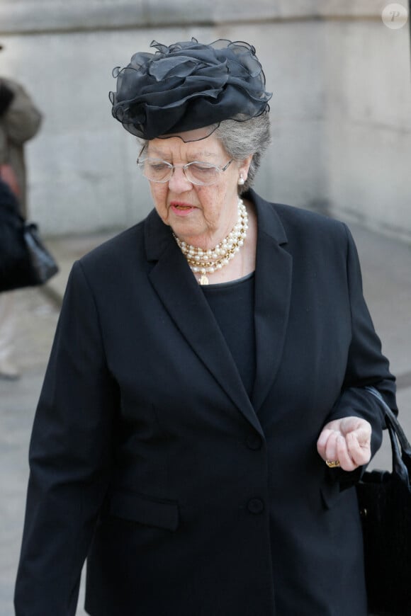 La princesse Chantal d'Orléans (Chantal de France) lors des obsèques de la princesse Micaela, comtesse douairière de Paris en l'église Saint Germain de l'Auxerrois à Paris le 22 mars 2022. © Christophe Clovis / Bestimage 