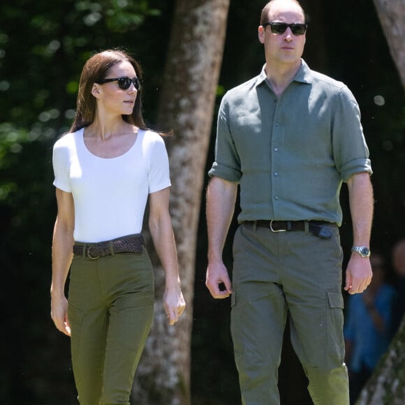 Le prince William, duc de Cambridge, et Catherine (Kate) Middleton, duchesse de Cambridge, visitent Caracol, un ancien site archéologique maya au plus profond de la jungle dans la forêt de Chiquibul au Belize, lors de leur tournée dans les Caraïbes au nom de la reine pour marquer son jubilé de platine. Belize, le 21 mars 2022. 