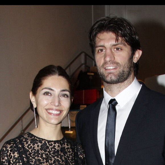 Caterina Murino et son compagnon Pierre Rabadan au dîner de charité au profit des enfants du Rwanda pour l'association AEM à l'espace Pierre Cardin à Paris le 10 décembre 2011.