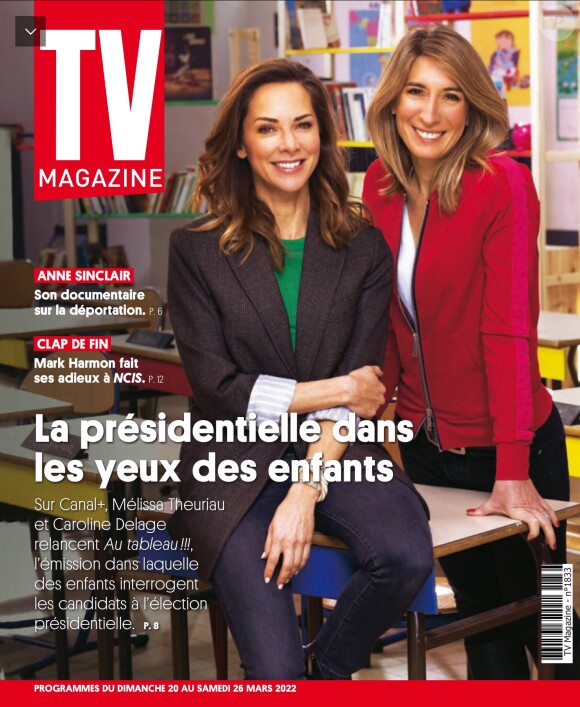 Couverture de TV Mag, édition du 20 mars 2022 avec Mélissa Theuriau et Caroline Delage, celles qui ont lancé l'émission Au tableau !