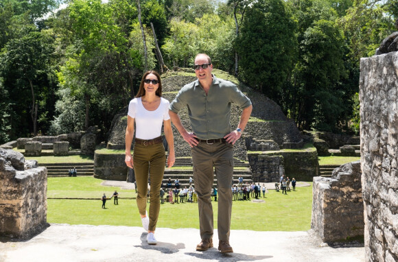 Le prince William, duc de Cambridge, et Catherine (Kate) Middleton, duchesse de Cambridge, visitent Caracol, un ancien site archéologique maya au plus profond de la jungle dans la forêt de Chiquibul au Belize, lors de leur tournée dans les Caraïbes au nom de la reine pour marquer son jubilé de platine. Belize, le 21 mars 2022.