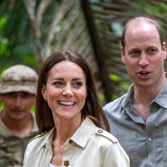 Le prince William, duc de Cambridge, et Catherine (Kate) Middleton, duchesse de Cambridge, visitent Caracol, un ancien site archéologique maya au plus profond de la jungle dans la forêt de Chiquibul au Belize, lors de leur tournée dans les Caraïbes au nom de la reine pour marquer son jubilé de platine. Belize, le 21 mars 2022.