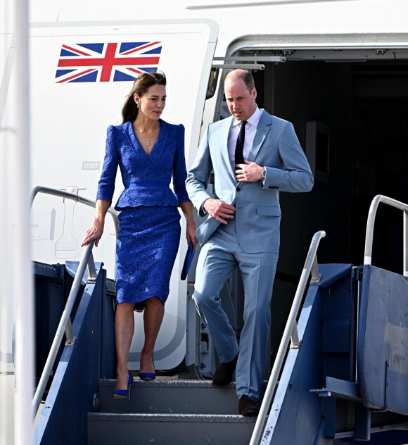 Le prince William, duc de Cambridge, et Catherine (Kate) Middleton, duchesse de Cambridge, arrivent à Belize dans le cadre de leur visite officielle dans les Caraïbes pour marquer le jubilé de platine de la reine. Le 19 mars 2022.