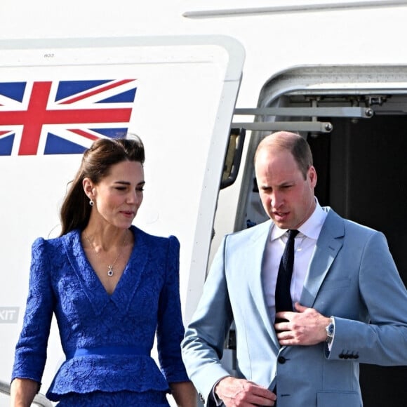 Le prince William, duc de Cambridge, et Catherine (Kate) Middleton, duchesse de Cambridge, arrivent à Belize dans le cadre de leur visite officielle dans les Caraïbes pour marquer le jubilé de platine de la reine. Le 19 mars 2022.