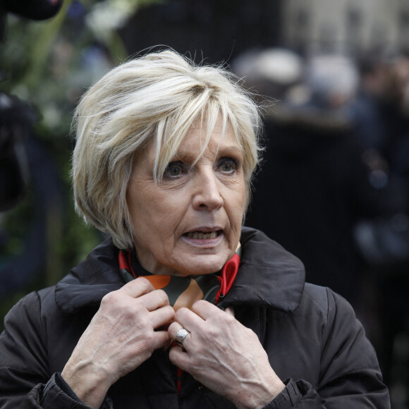 Evelyne Dheliat - Sorties des obsèques de Jean-Pierre Pernaut en la Basilique Sainte-Clotilde à Paris, France, le 9 mars 2022. © Denis Guignebourg/BestImage