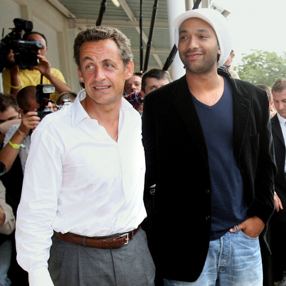 Nicolas Sarkozy et Doc Gynéco lors de l'université d'été de l'UMP en septembre 2006