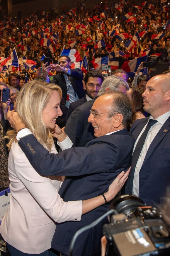 Eric Zemmour, Marion Maréchal (enceinte) - Meeting de Eric Zemmour, candidat à l'élection présidentielle, au Zénith de Toulon le 6 mars 2022.