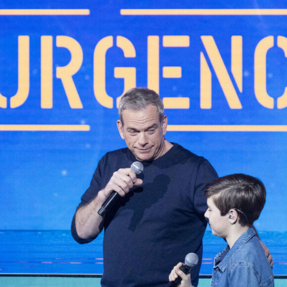 Exclusif - Garou et Leo, La compagnie " Je vais t'aimer ", Jérôme Anthony et Élodie Gossuin - Enregistrement de l'émission "Ce soir on chante pour l'Unicef - Urgence Ukraine", au Dôme de Paris et diffusée le 5 avril sur W9 © Cyril Moreau / Bestimage