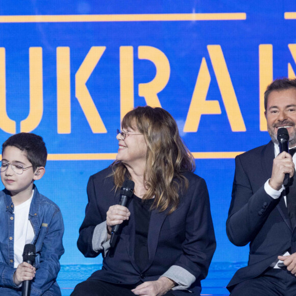 Exclusif - Jane Birkin, Jérôme Anthony et Élodie Gossuin - Enregistrement de l'émission "Ce soir on chante pour l'Unicef - Urgence Ukraine", au Dôme de Paris et diffusée le 5 avril sur W9 © Cyril Moreau / Bestimage