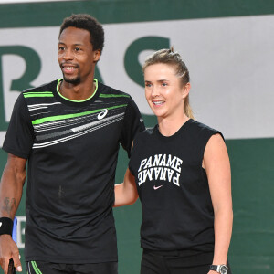 Exclusif - Gaël Monfils et sa femme Elina Svitolina - Benoît Paire, Gaël Monfils, Domingo (Pierre Alexis Bizot) et Zerator (Adrien Nougaret) deux streamers se rencontrent lors d'un match de tennis à Roland Garros, Paris. © Veeren/Bestimage