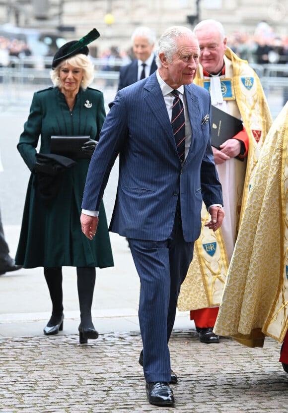 Le prince Charles, prince de Galles, et Camilla Parker Bowles, duchesse de Cornouailles - Service d'action de grâce en hommage au prince Philip, duc d'Edimbourg, à l'abbaye de Westminster à Londres, le 29 mars 2022. Le prince Philip, duc d'Edimbourg, est décédé le 9 avril 2021. 