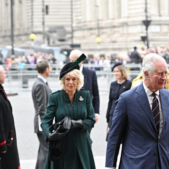 Le Prince Charles, Camilla Parker Bowles, duchesse de Cornouailles - Arrivées de la famille royale d'Angleterre au Service d'action de grâce en hommage au prince Philip, duc d'Edimbourg, à l'abbaye de Westminster à Londres. Le 29 mars 2022