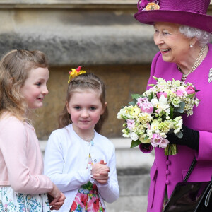 La reine Elisabeth II d'Angleterre - La famille royale d'Angleterre célèbre le dimanche de Pâques dans la Chapelle Saint-Georges de Windsor le 31 mars 2018. 