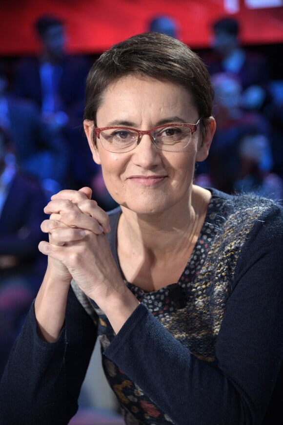 Exclusif - Nathalie Arthaud (Lutte ouvrière) lors du tournage du débat politique "Demain quelle France dans quelle Europe ?" le 7 mai 2019