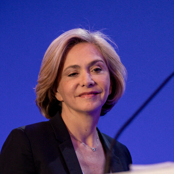 Valérie Pécresse (4,8 %) lors de la soirée électorale du 1er tour de l'élection présidentielle à la Maison de la Chimie à Paris le 10 avril 2022