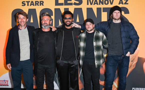 Samuel Debure, Laurent Junca, Azedine Ben, Yvan Naubron et David Vigroux - Avant-première du film "Les Gagnants" au Grand Rex à Paris le 11 avril 2022. © Coadic Guirec/Bestimage 