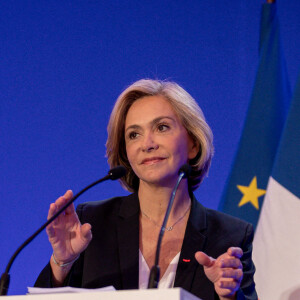 Valérie Pécresse lors de la soirée électorale du 1er tour de l'élection présidentielle à la Maison de la Chimie à Paris le 10 avril 2022