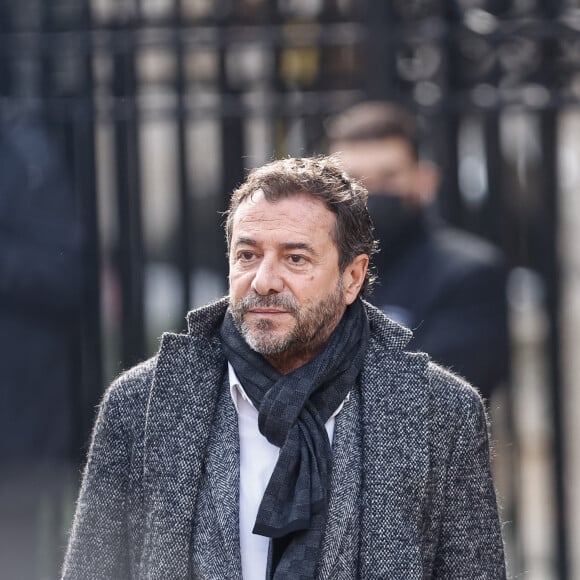 Bernard Montiel - Obsèques de Jean-Pierre Pernaut en la Basilique Sainte-Clotilde à Paris, France, le 9 mars 2022. © Aurelien Morissard/Panoramic/Bestimage