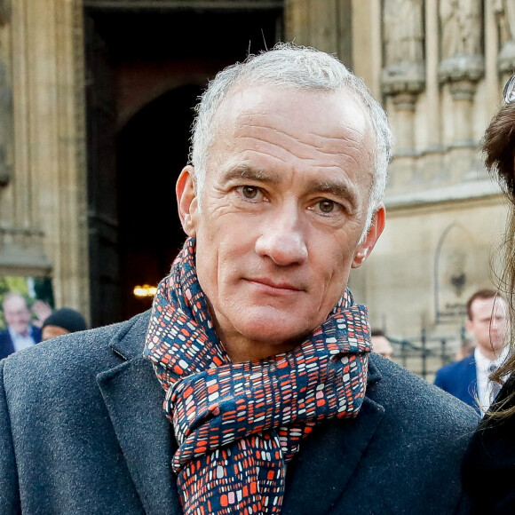 Gilles Bouleau - Sorties des obsèques de Jean-Pierre Pernaut en la Basilique Sainte-Clotilde à Paris, France, le 9 mars 2022. © Cyril Moreau/Bestimage 