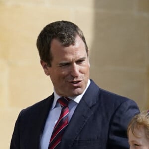 La princesse Eugenie, Peter Philips et ses filles Isla et Savannah à la messe de Pâques à la chapelle Saint George du château de Windsor / Photo : Andrew Matthews/PA Wire/ABACAPRESS.COM