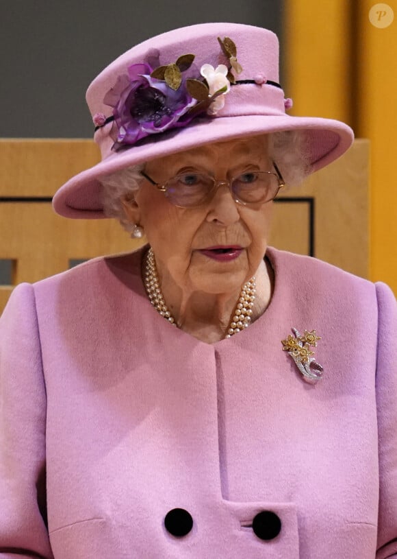 La reine Elisabeth II d'Angleterre assiste à la cérémonie d'ouverture de la sixième session du Senedd à Cardiff, Royaume Uni, 14 oc tobre 2021. 