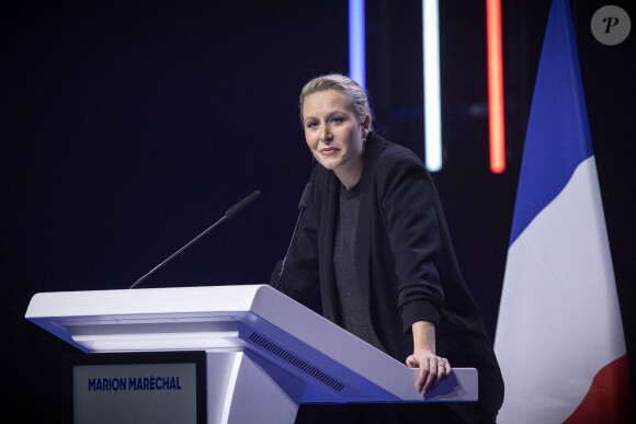 Marion Maréchal lors du dernier meeting du candidat à l'élection présidentielle Eric.Zemmour avec le premier tour à Paris le 7 avril 2022