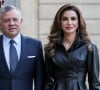 Le roi Abdallah II de Jordanie, la reine Rania - Le président de la République française et sa femme accueillent le roi et la reine de Jordanie au palais de l'Elysée à Paris. © Stéphane Lemouton / Bestimage 