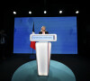 Marine Le Pen, Rassemblement National (RN) à son QG lors du premier tour des élections présidentielles, à Paris le 10 avril 2022