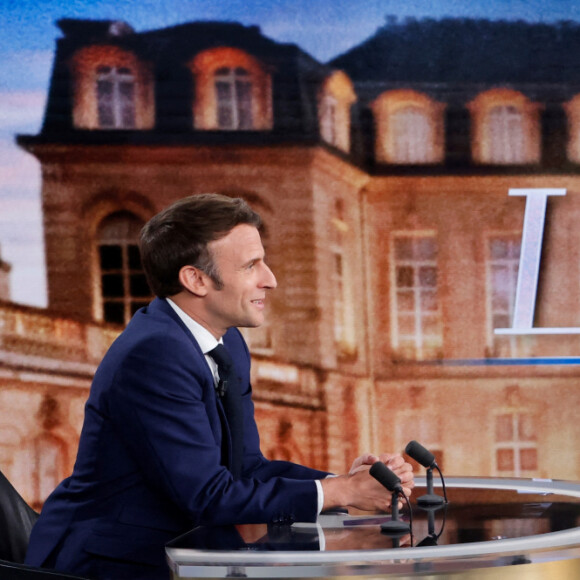 Débat télévisé entre les deux candidats en finale de l'élection présidentielle 2022 Emmanuel Macron pour LREM et Marine Le Pen pour le RN le 20 avril 2022