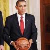 Barack Obama à la Maison Blanche avec les joueurs des Lakers. Le 25/01/10