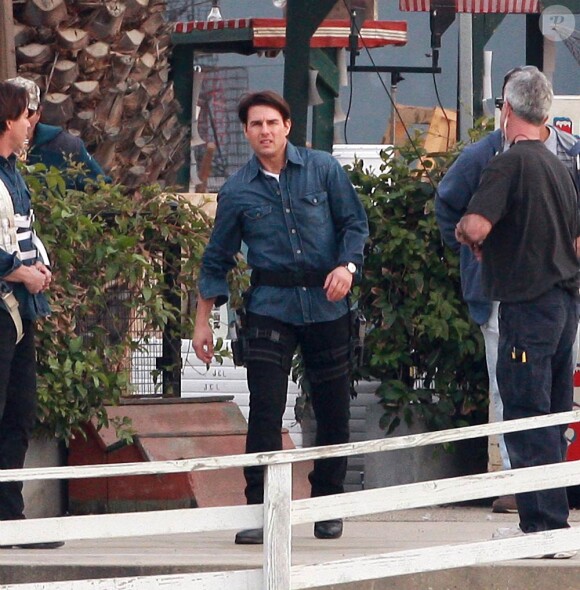 Tom Cruise et Cameron Diaz sur le tournage de Knight and Day, à Long Beach, en Californie, le 25 janvier 2010.