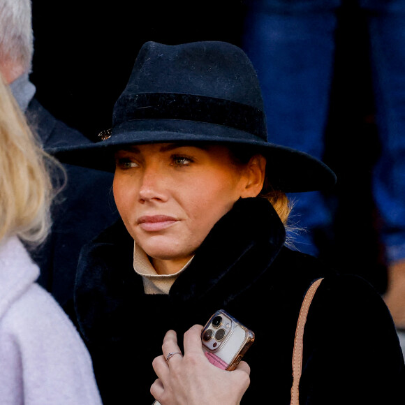 Amandine Petit - Sorties des obsèques de Jean-Pierre Pernaut en la Basilique Sainte-Clotilde à Paris, France, le 9 mars 2022. © Cyril Moreau/Bestimage 