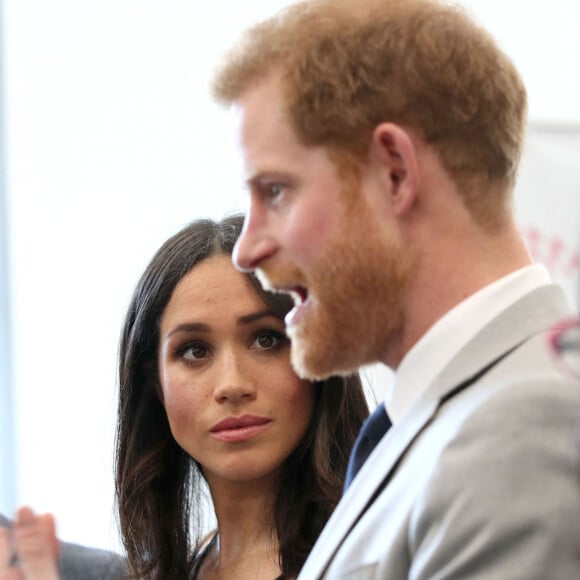 Le prince Harry et sa fiancée Meghan Markle lors d'une réception du forum des jeunes pendant le Commonwealth Heads of Government Meeting à Londres le 18 avril 2018. 