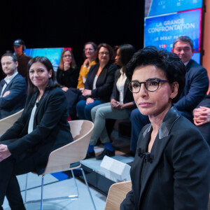 David Belliard, candidat EELV, Anne Hidalgo, candidate socialiste sortante, Rachida Dati, candidate LR - Elections municipales - Grand débat avec tous les candidats à la mairie de Paris sur la chaîne LCI le 4 mars 2020.